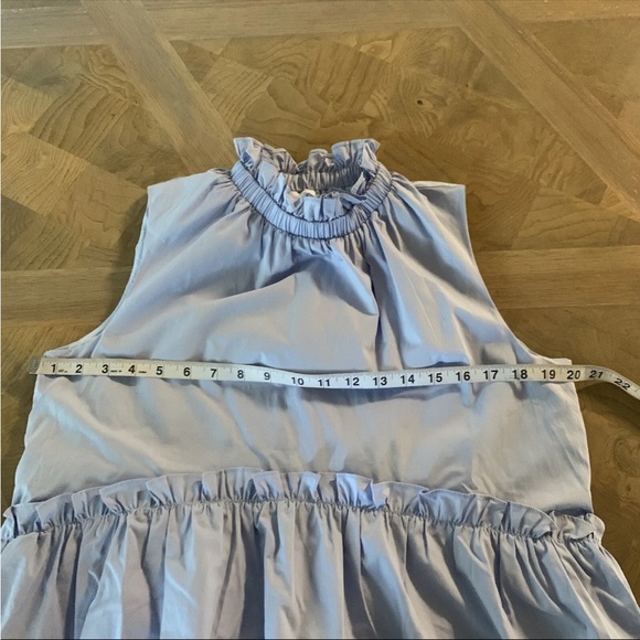 AUREUM heaven hi low hem dress in blue size medium lined pockets mock neck - Picture 10 of 13